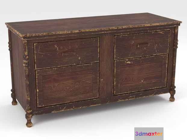 An Old Wooden Dresser 3D Model - 9715 - VRAY Render