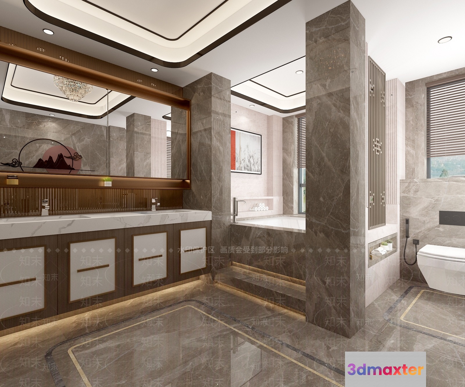 Modern Bathroom Design 3D Model - 13452 - VRAY Render