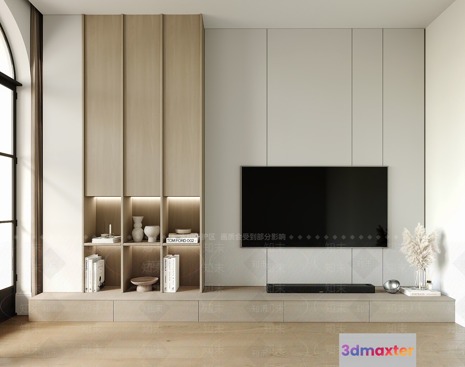 Modern Entertainment Unit 3D Model - 4959 - VRAY Render