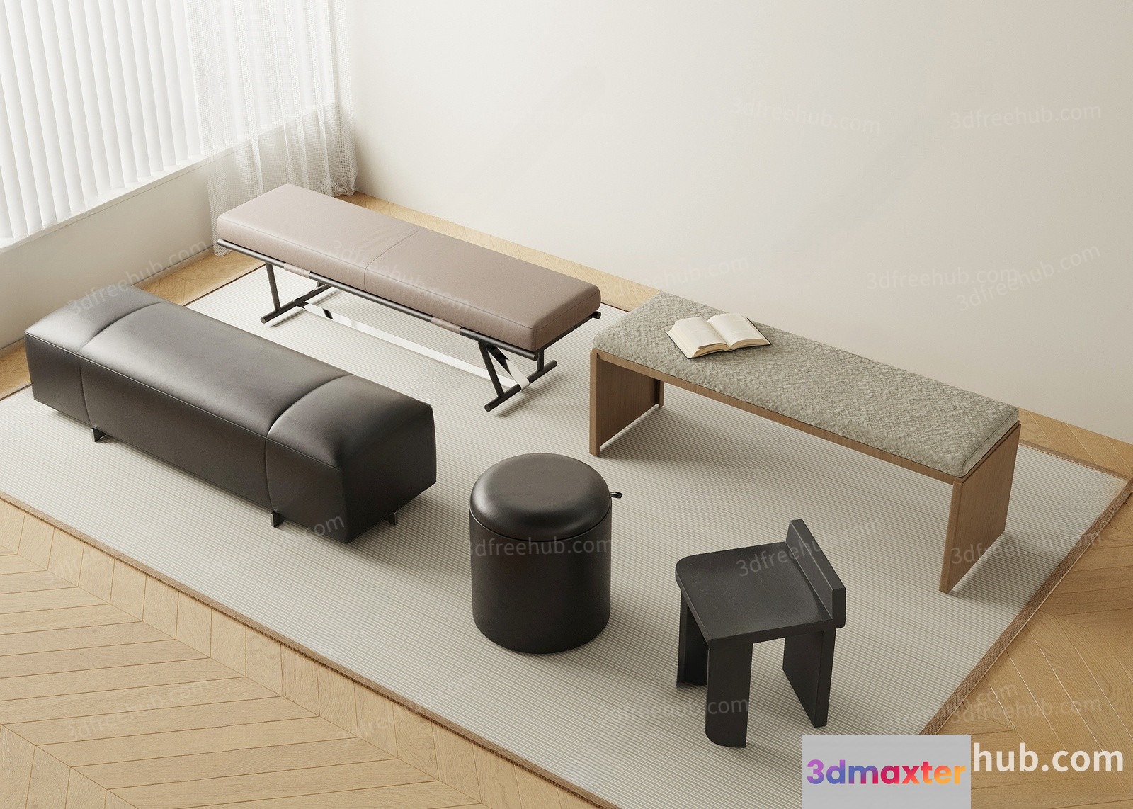 A Living Room With Modern Furniture 3D Model - 18723 - VRAY Render
