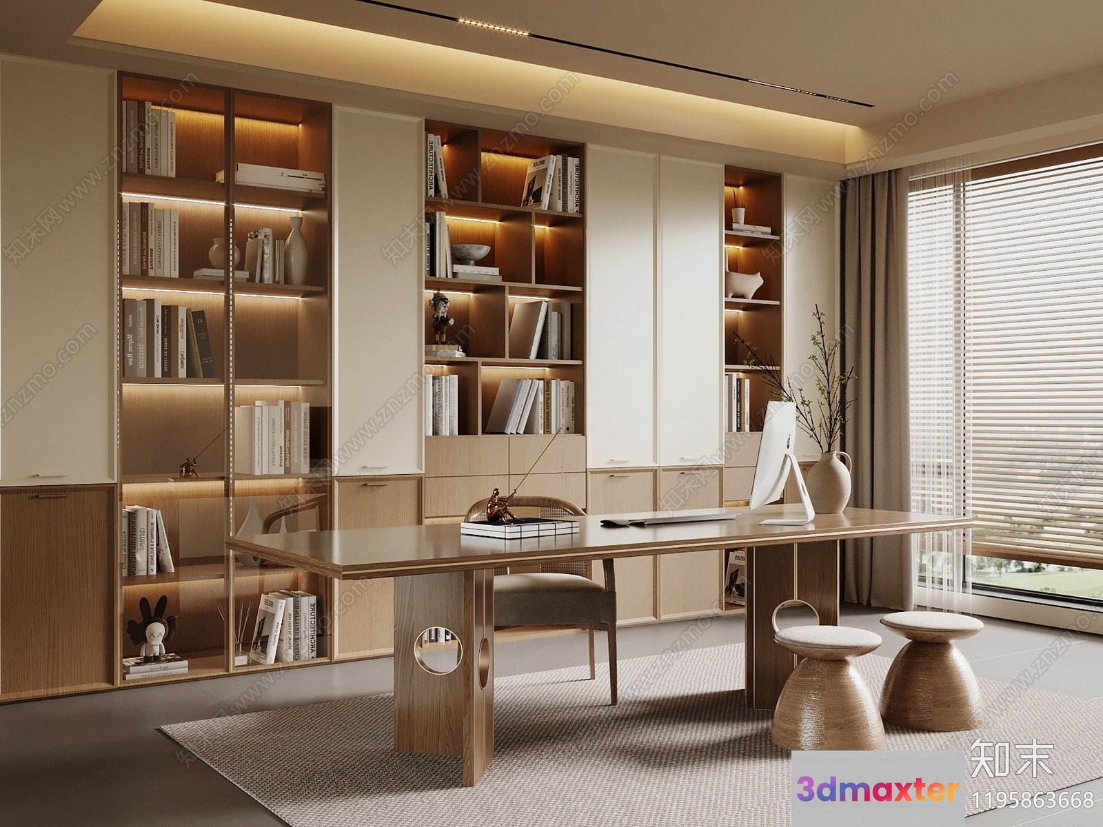 Modern Home Office 3D Model - 11383 - VRAY Render