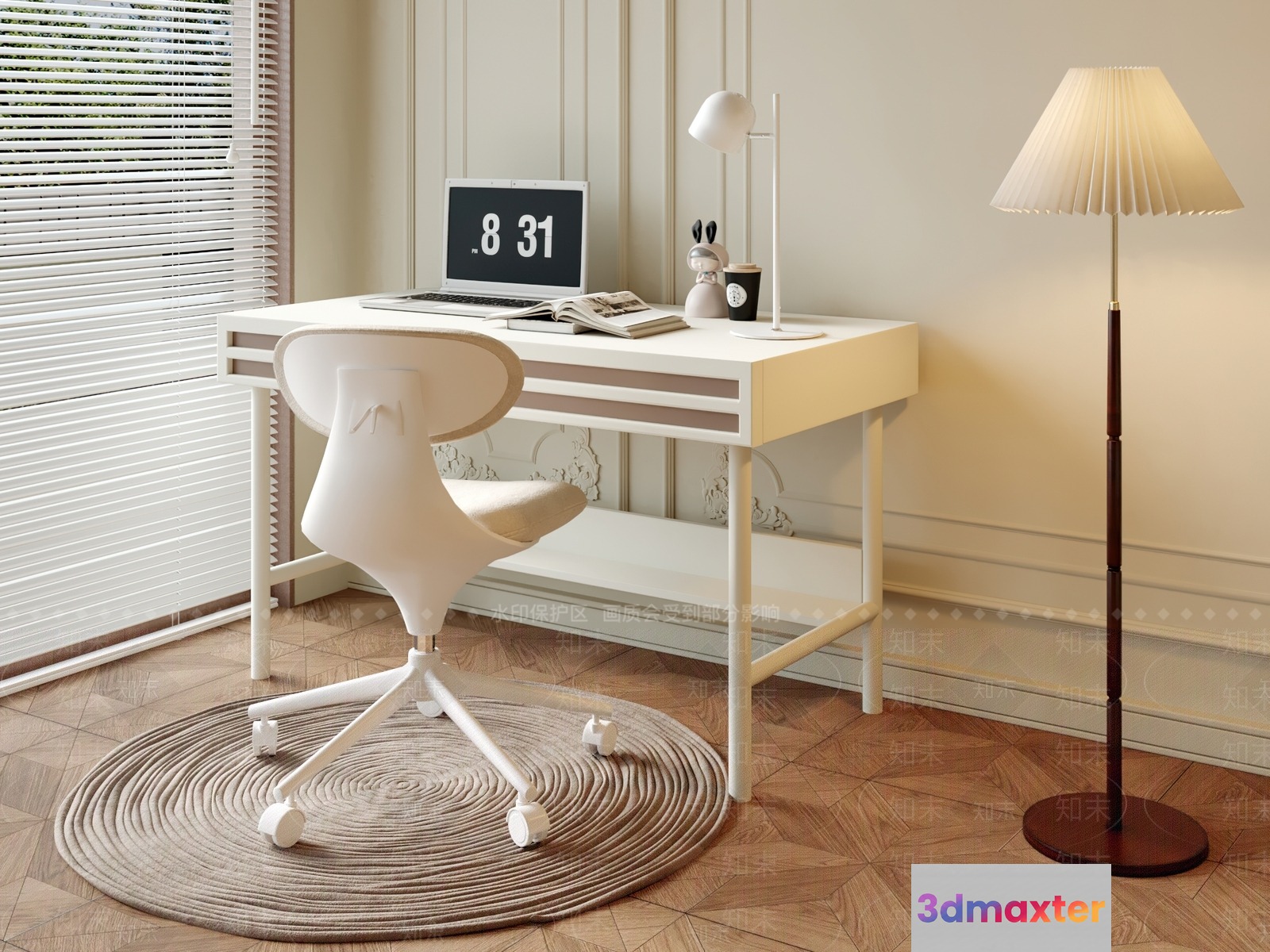 White Desk Chair 3D Model - 16820 - VRAY Render
