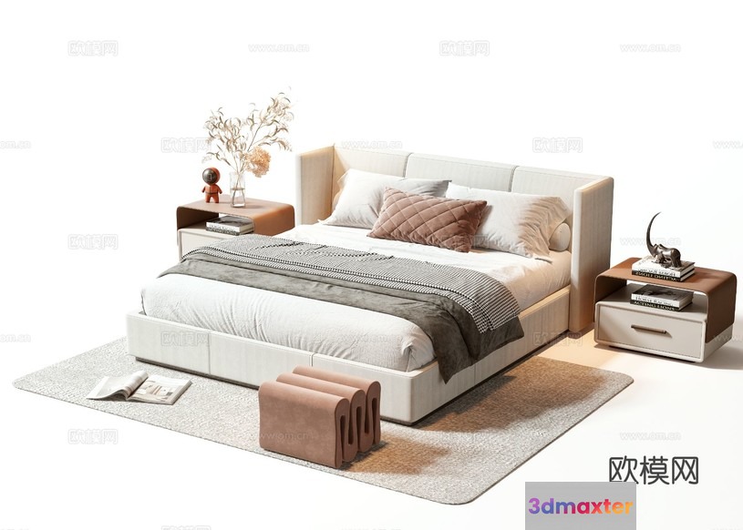 Cozy Modern Bedroom 3D Model - 6448 - VRAY Render
