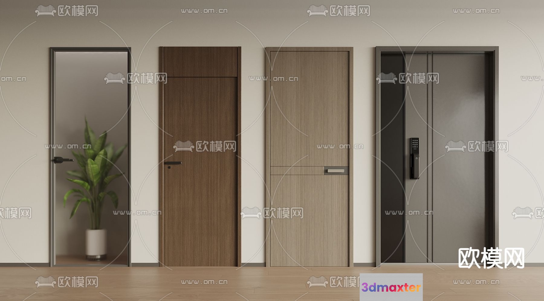 Modern Interior Doors 3D Model - 7270 - VRAY Render