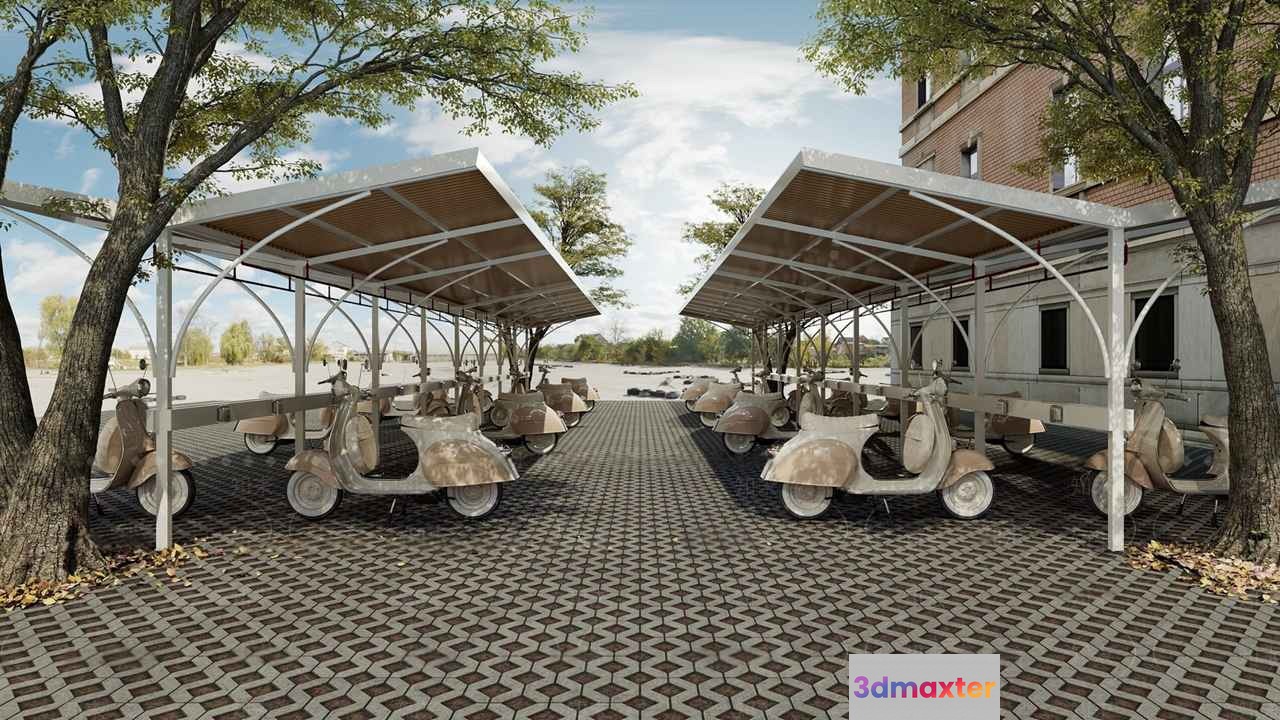Scooters Under A Canopy 3D Model - 15295 - CORONA Render