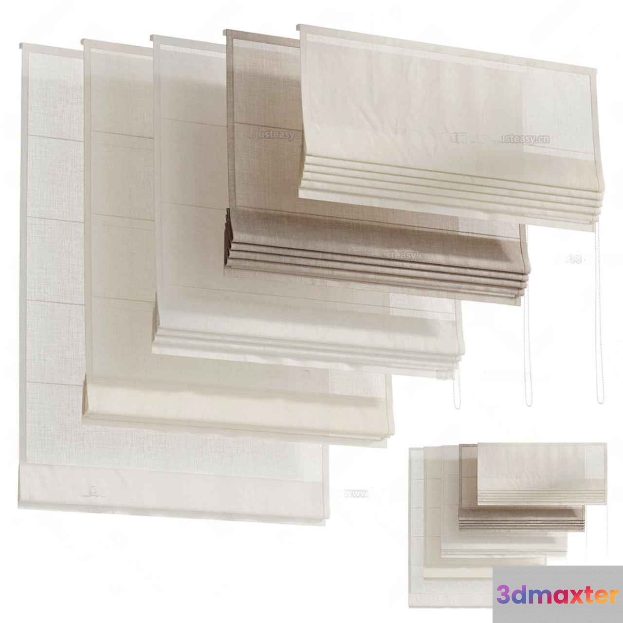 White Roman Shades 3D Model - 8239 - CORONA Render