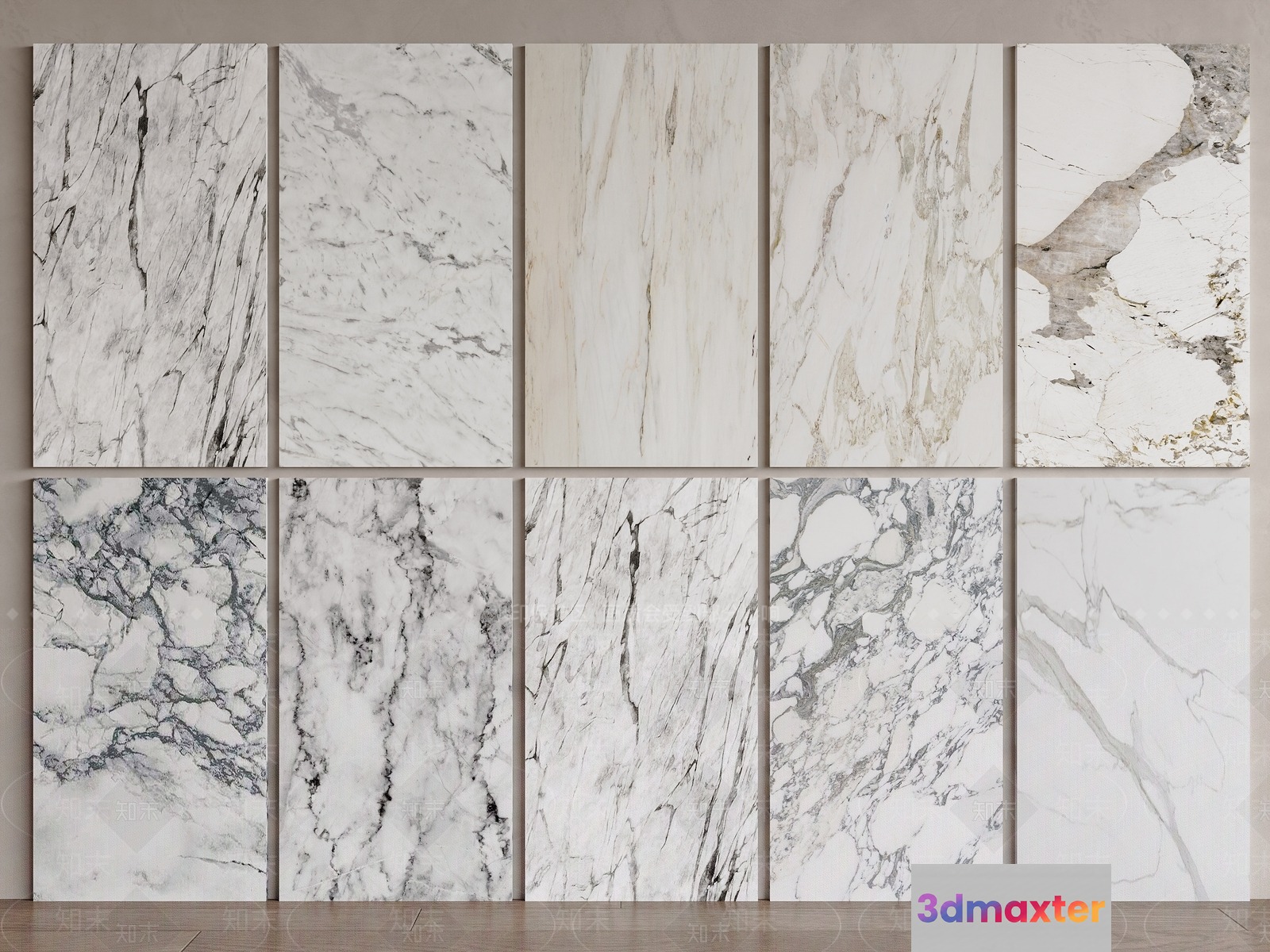 White Marble Panels 3D Model - 3819 - VRAY Render