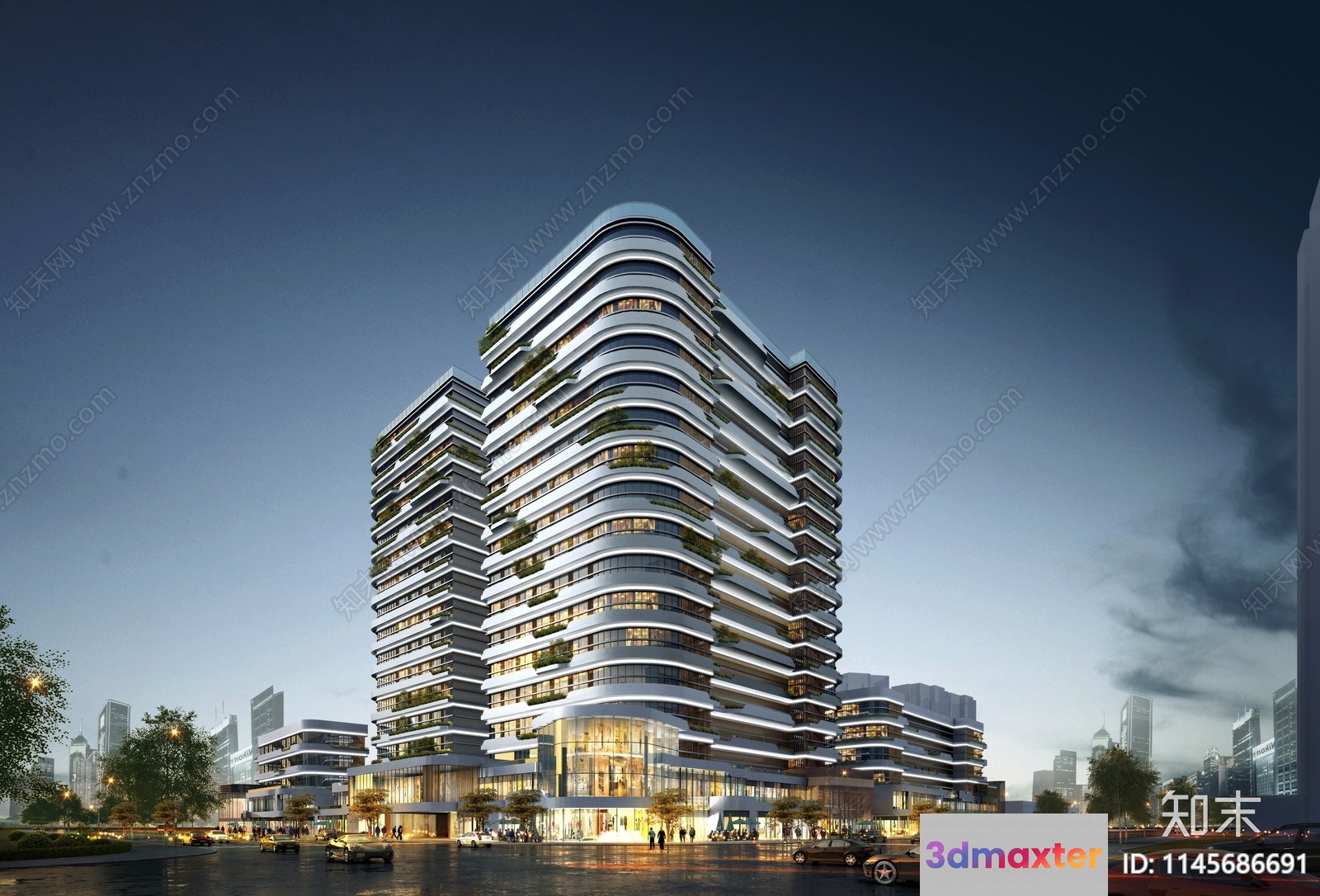 The Main Subject Is A Tall Modern Building 3D Model - 6341 - VRAY Render