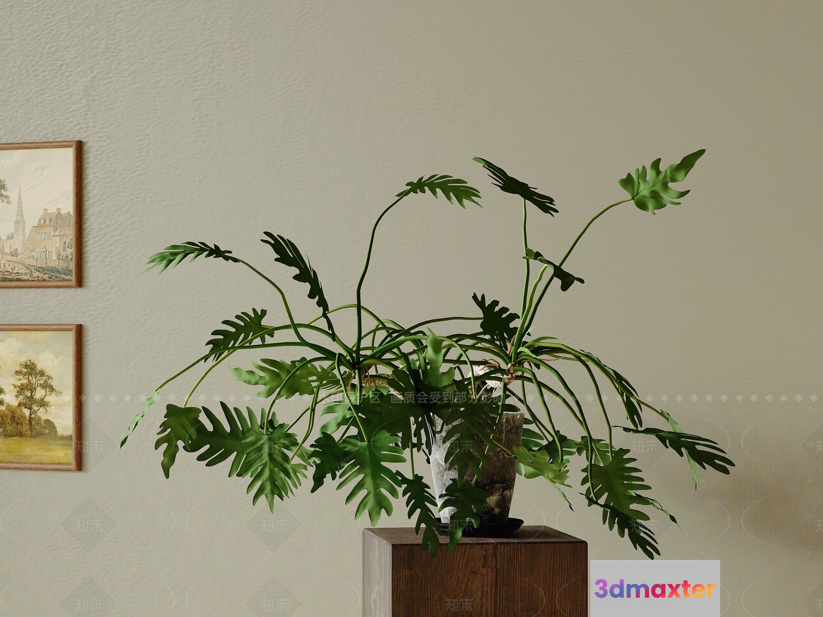 A Plant On A Wooden Table 3D Model - 8723 - CORONA Render