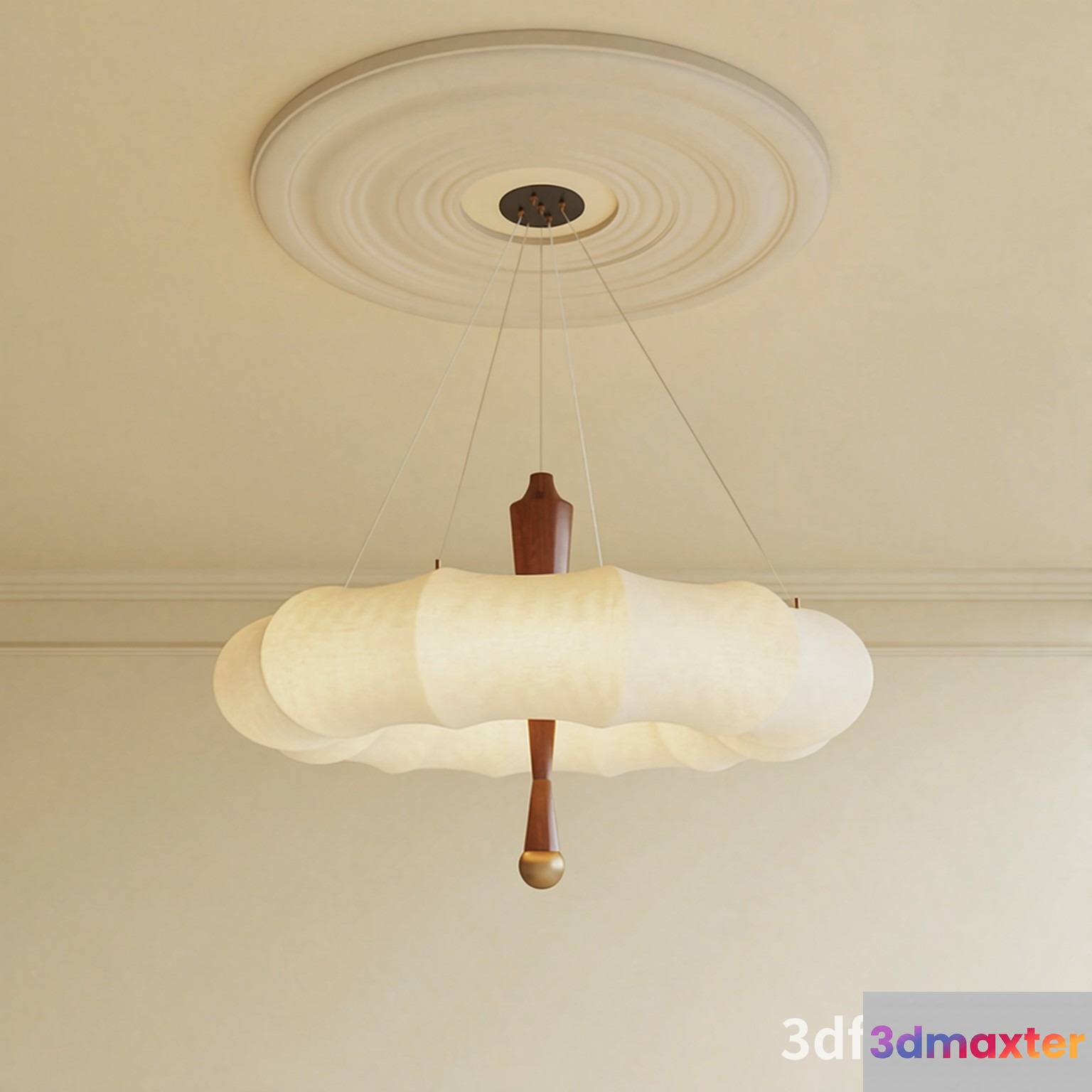 A Light Fixture With A Wooden Design 3D Model - 20813 - VRAY Render
