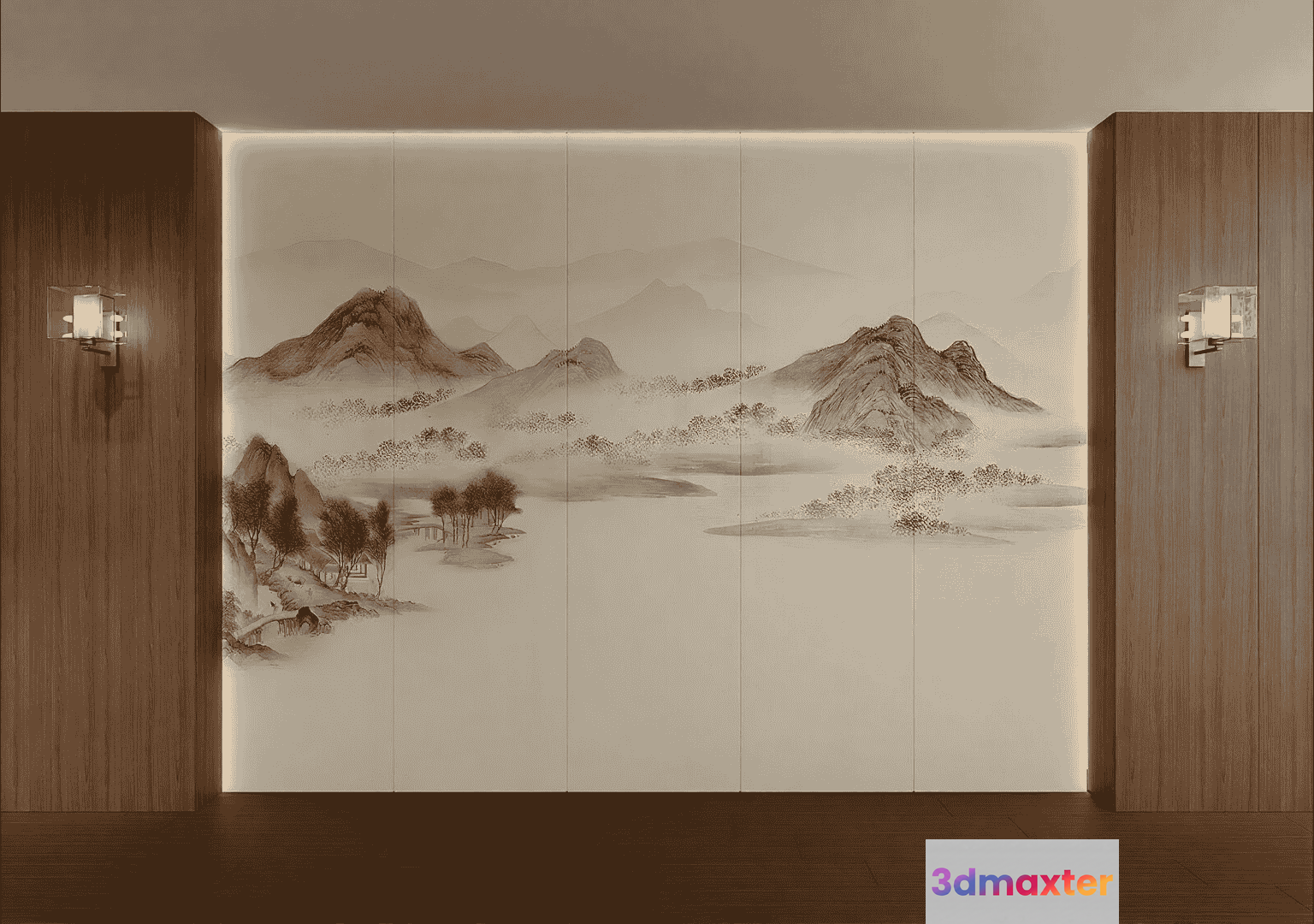 A Large Intricately Designed Landscape Mural 3D Model - 15385 - VRAY Render