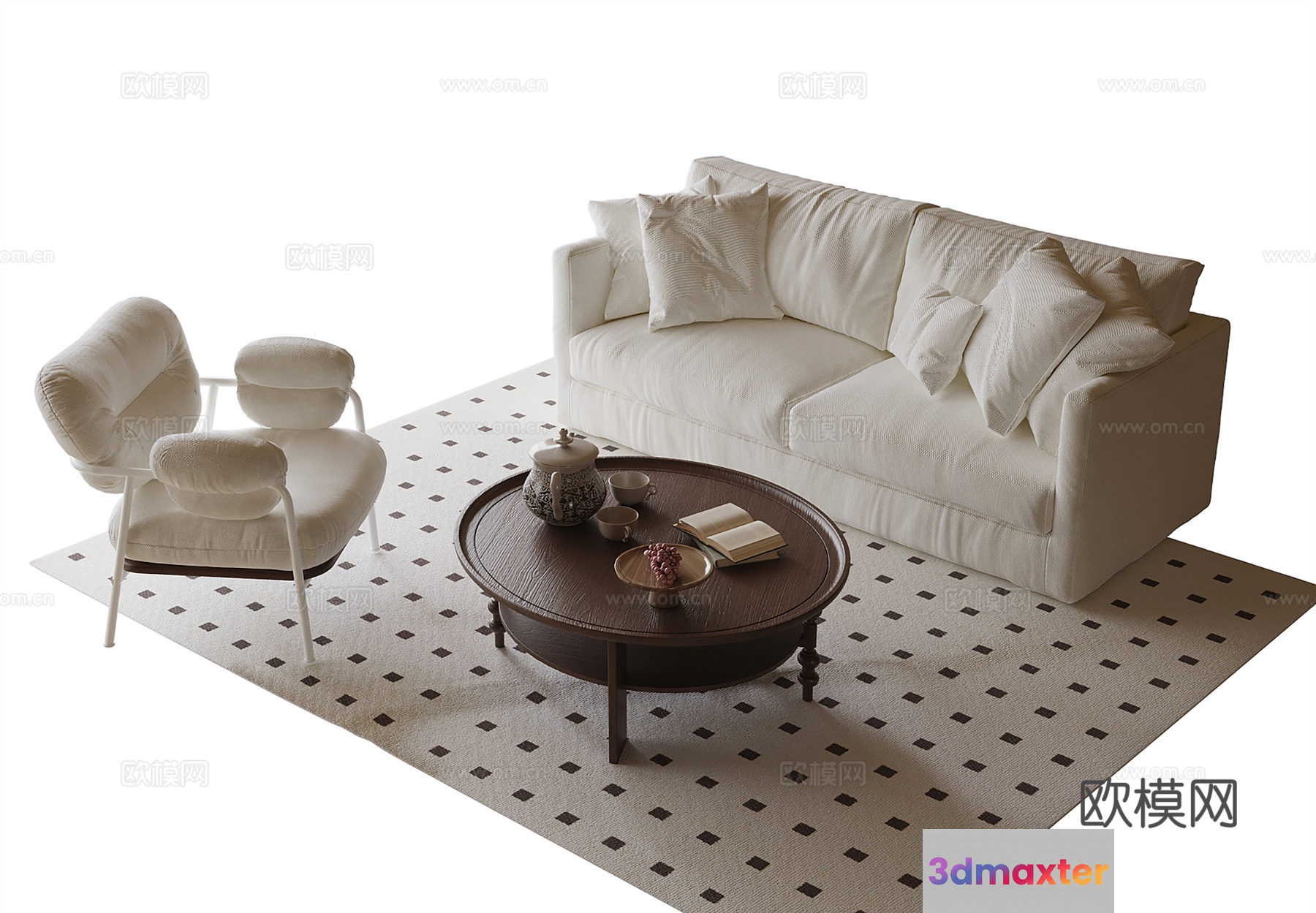 Modern Living Room 3D Model - 416 - VRAY Render