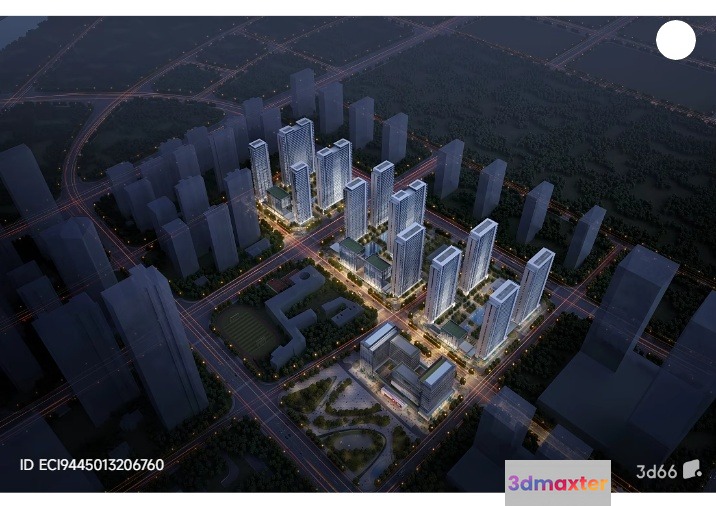 Modern Cityscape At Night 3D Model - 3065 - VRAY Render