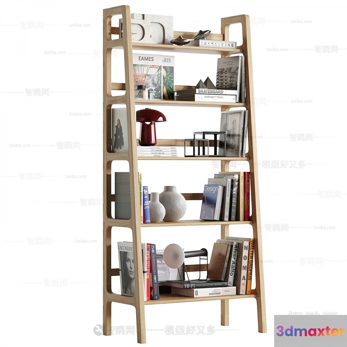 A Wooden Bookshelf 3D Model - 4076 - VRAY Render