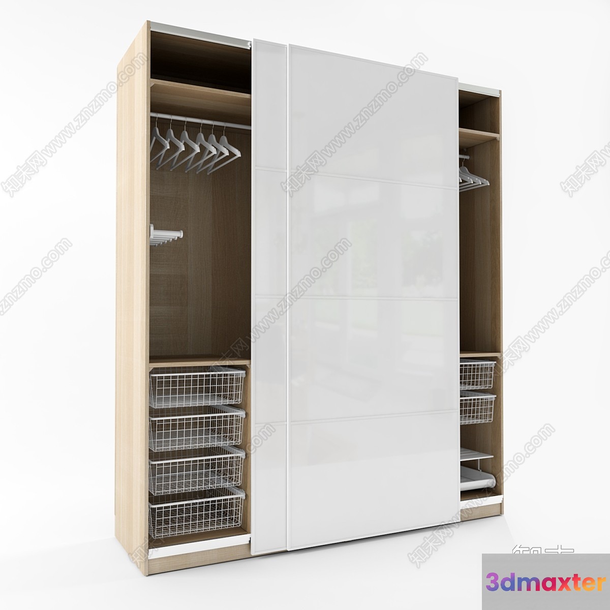 White Wardrobe Closet 3D Model - 8977 - VRAY Render