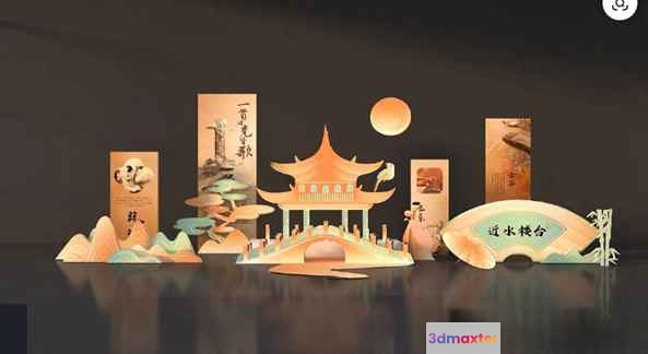 Asian-Inspired Art 3D Model - 17233 - VRAY Render
