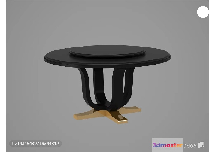 A Black Round Table With A Gold Base 3D Model - 7486 - VRAY Render