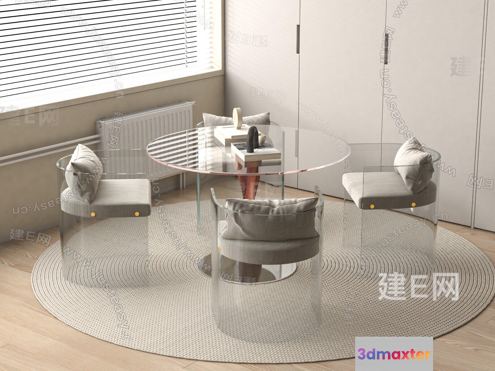 Modern Glass Dining Table 3D Model - 15946 - VRAY Render