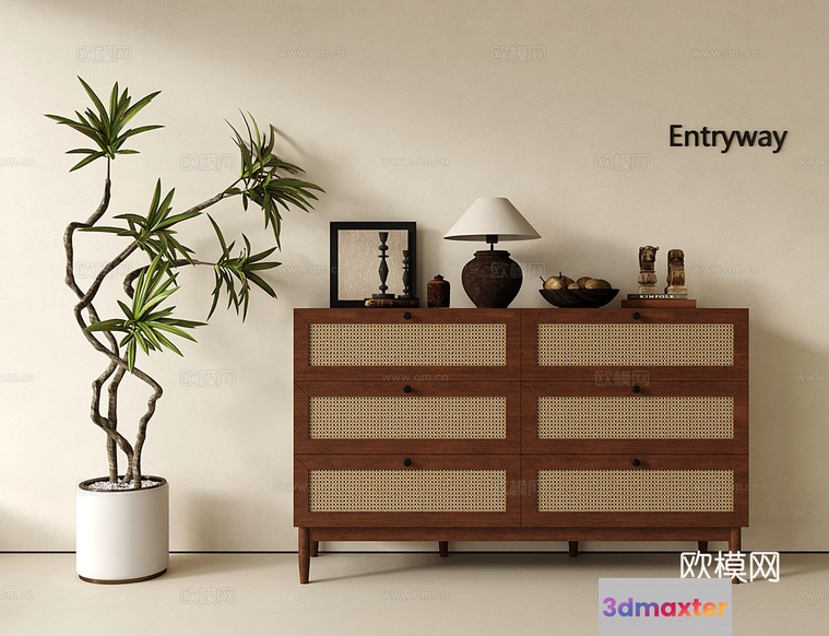 Mid-Century Dresser 3D Model - 16400 - VRAY Render