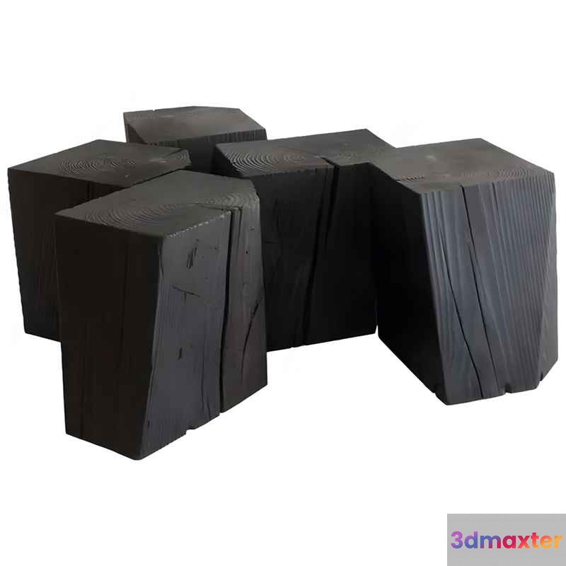 Wooden Cube Stools 3D Model - 18398 - VRAY Render