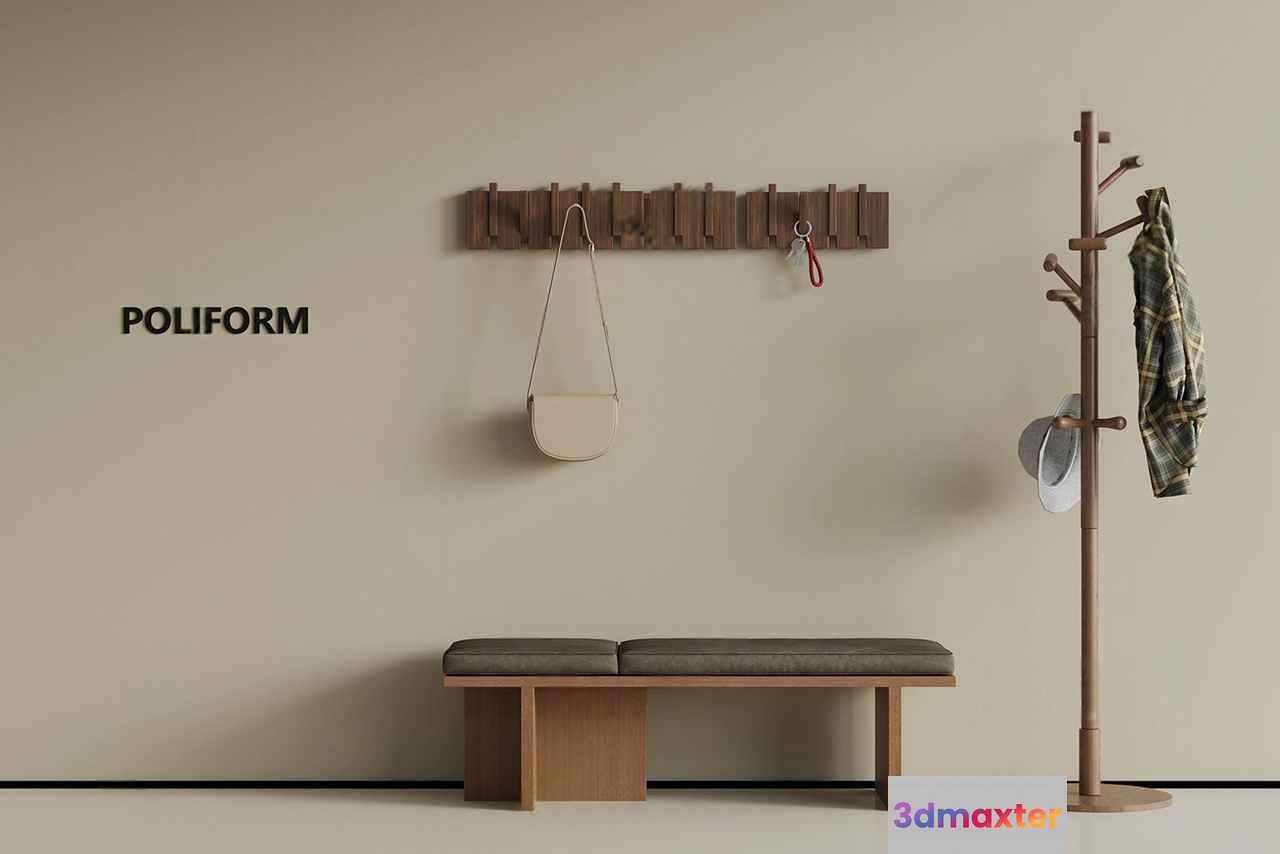 Modern Minimalist Bench 3D Model - 8518 - VRAY Render