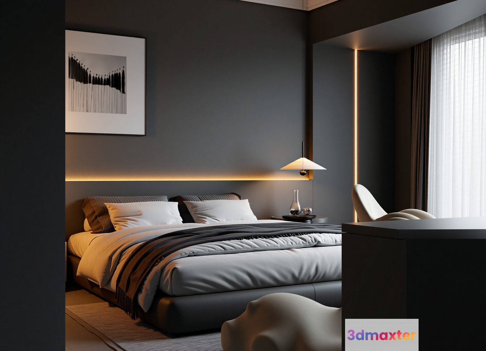 Modern Bedroom Design 3D Model - 22183 - VRAY Render
