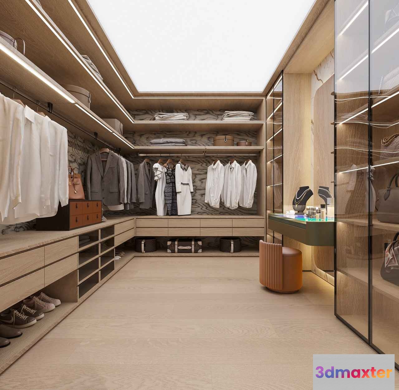 Modern Walk-In Closet 3D Model - 10469 - CORONA Render