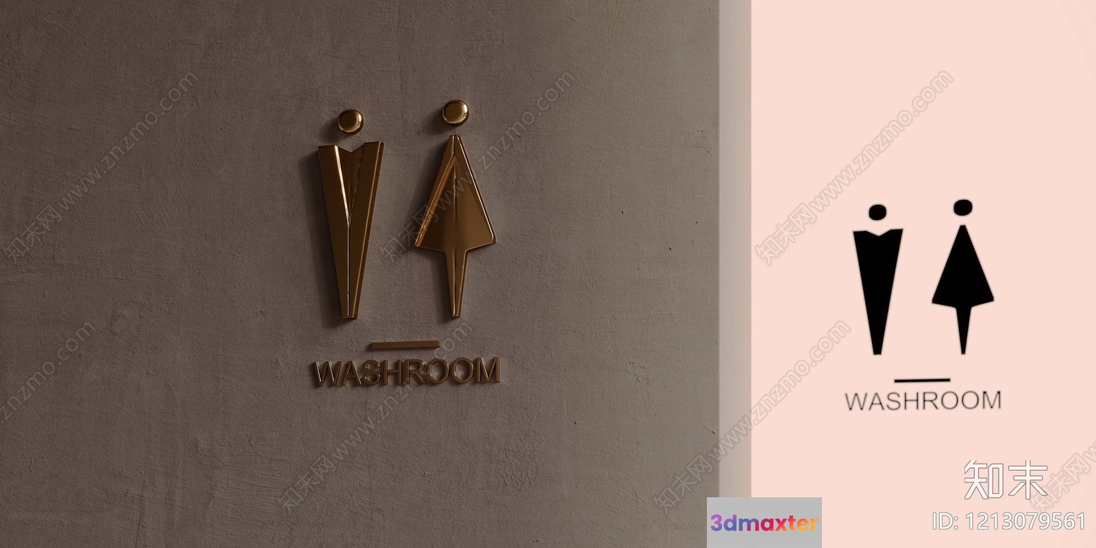 A Sign For A Washroom 3D Model - 11263 - VRAY Render