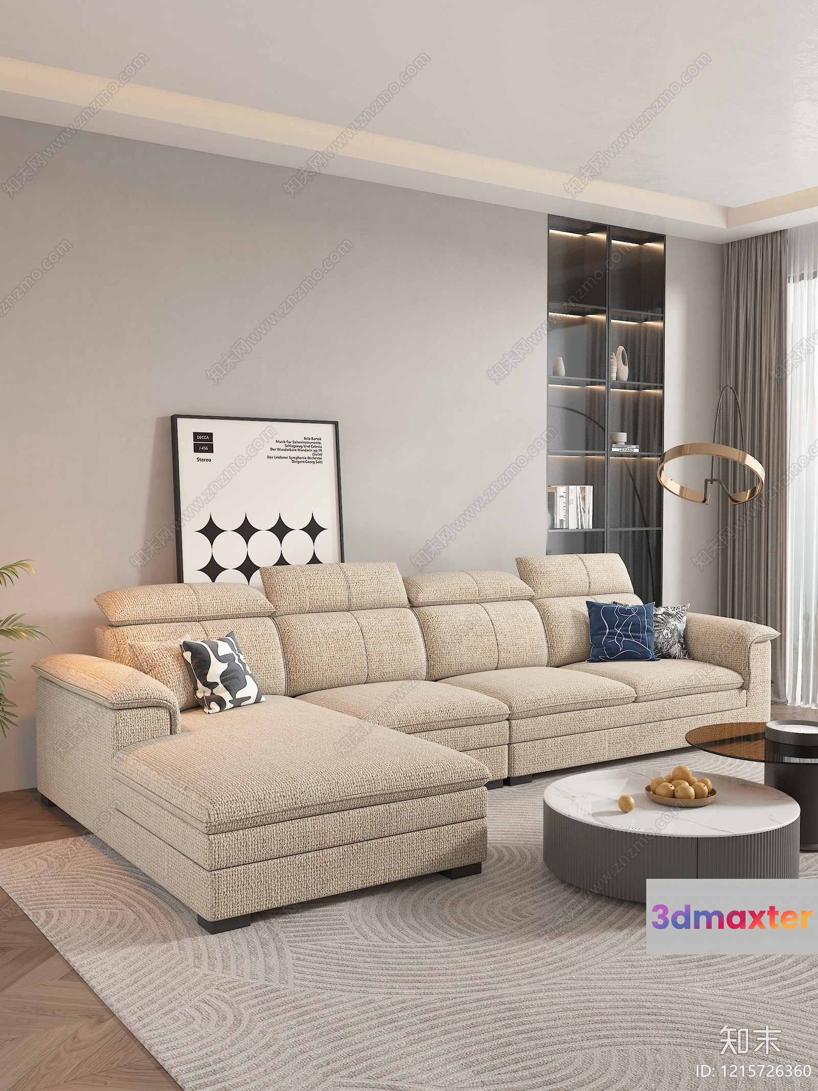 Modern Living Room 3D Model - 18423 - VRAY Render