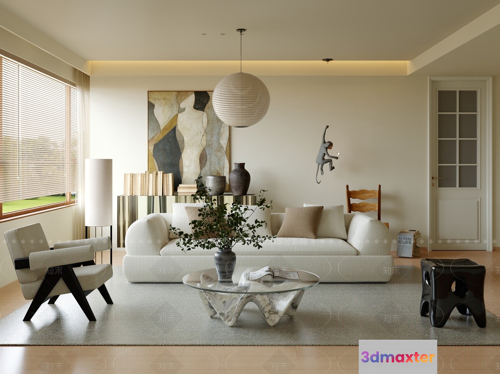 Modern Living Room 3D Model - 9102 - VRAY Render