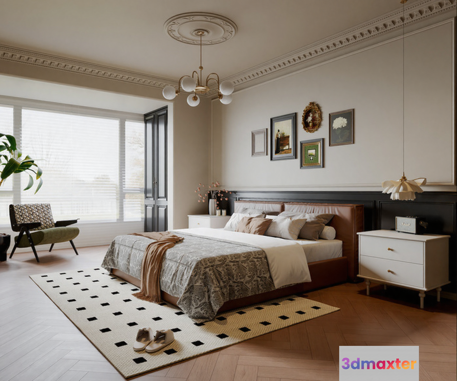 Modern Style Bedroom 3D Model - 20372 - VRAY Render