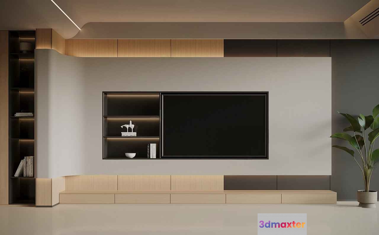 Modern Entertainment Unit 3D Model - 22106 - VRAY Render
