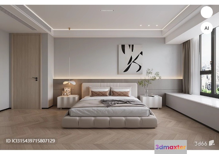 Cozy Modern Bedroom 3D Model - 5420 - VRAY Render