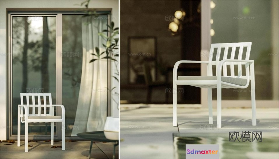 Modern White Chair 3D Model - 17422 - VRAY Render