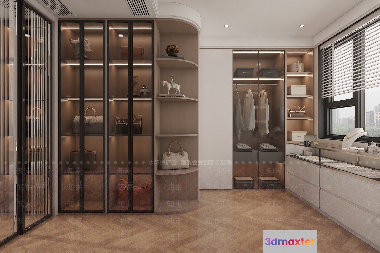 Modern Walk-In Closet 3D Model - 13054 - VRAY Render