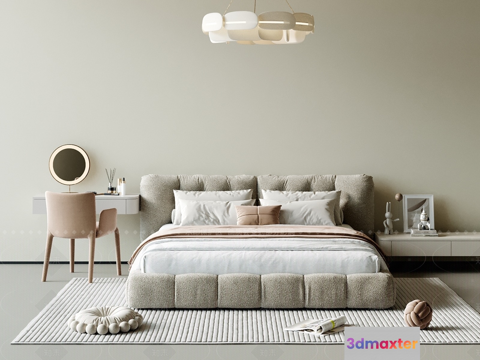 Cozy Neutral Bedroom 3D Model - 3553 - VRAY Render
