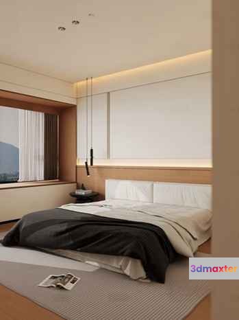 Modern Minimalist Bedroom 3D Model - 16145 - CORONA Render