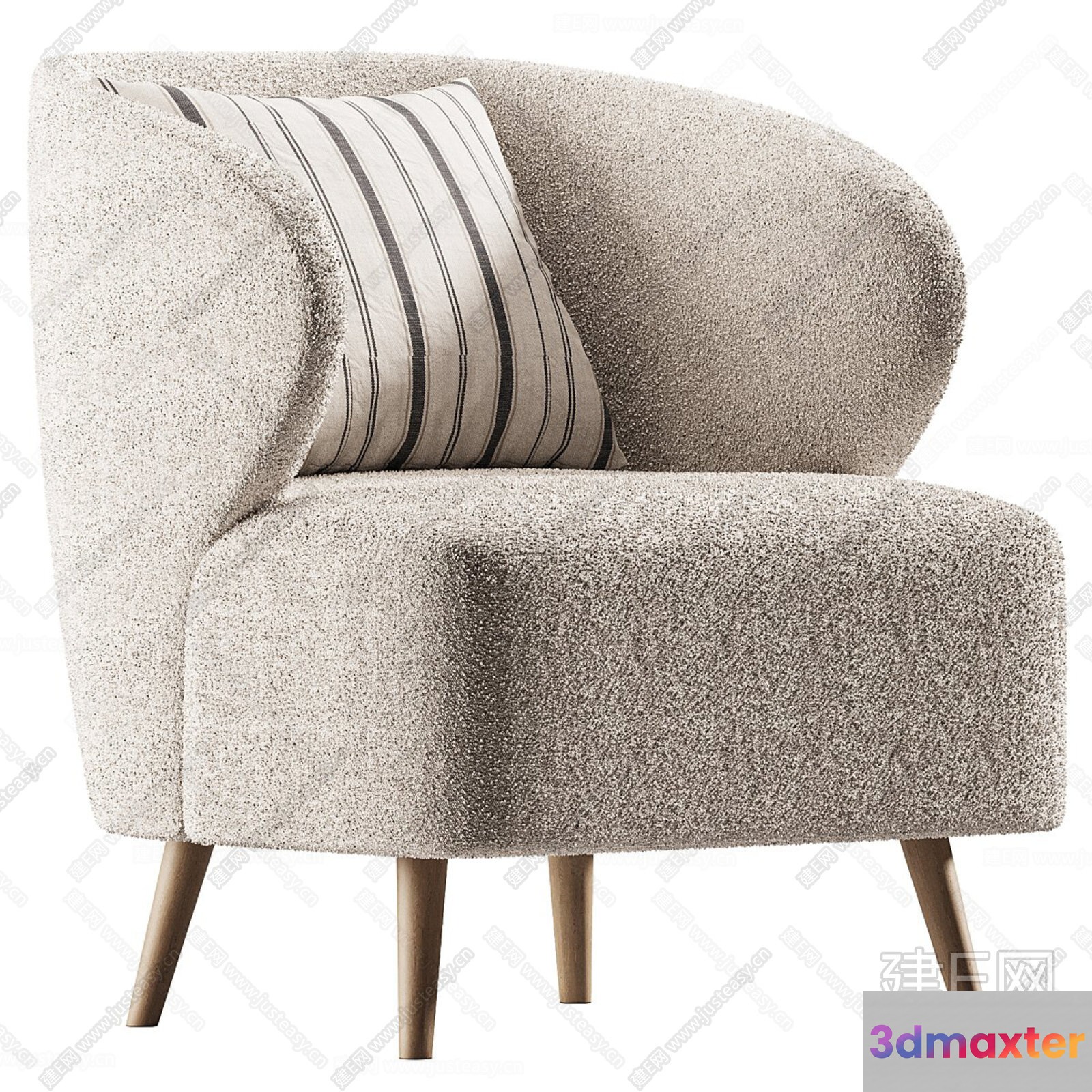 Cozy White Chair 3D Model - 9934 - CORONA Render