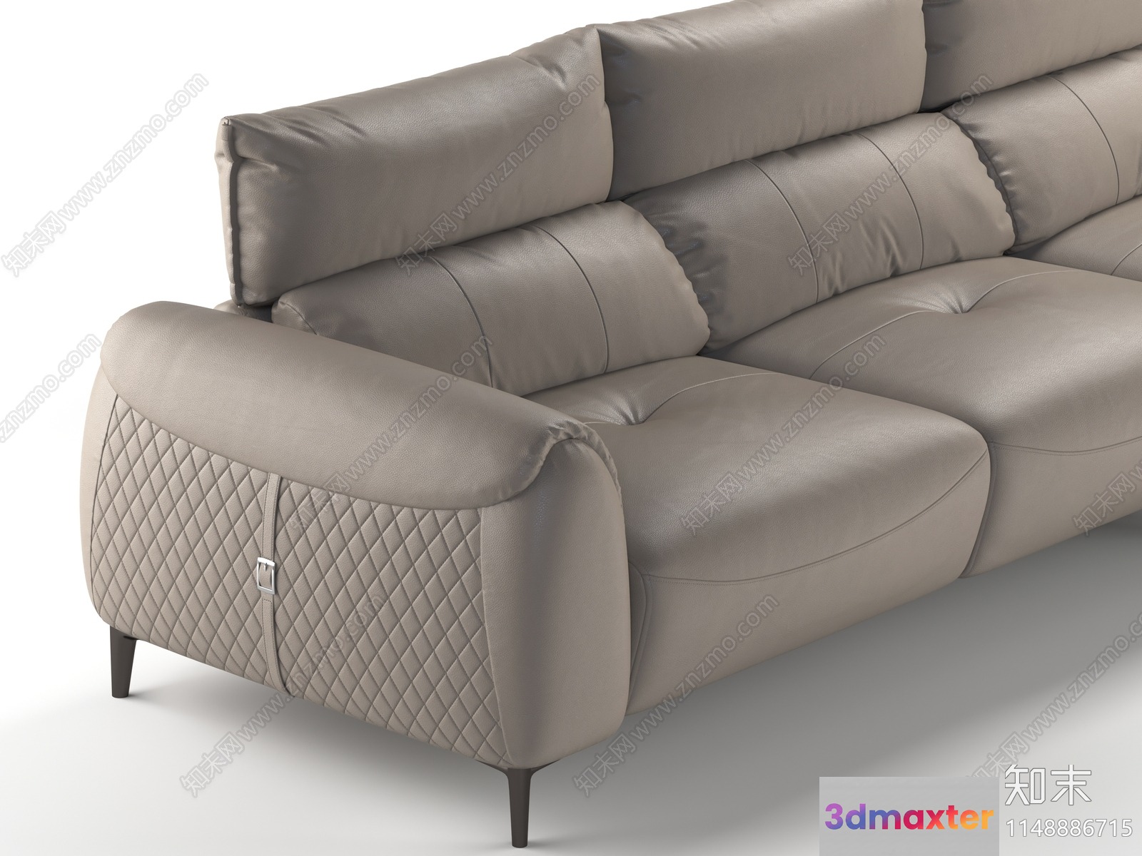 Modern Leather Sofa 3D Model - 5453 - VRAY Render