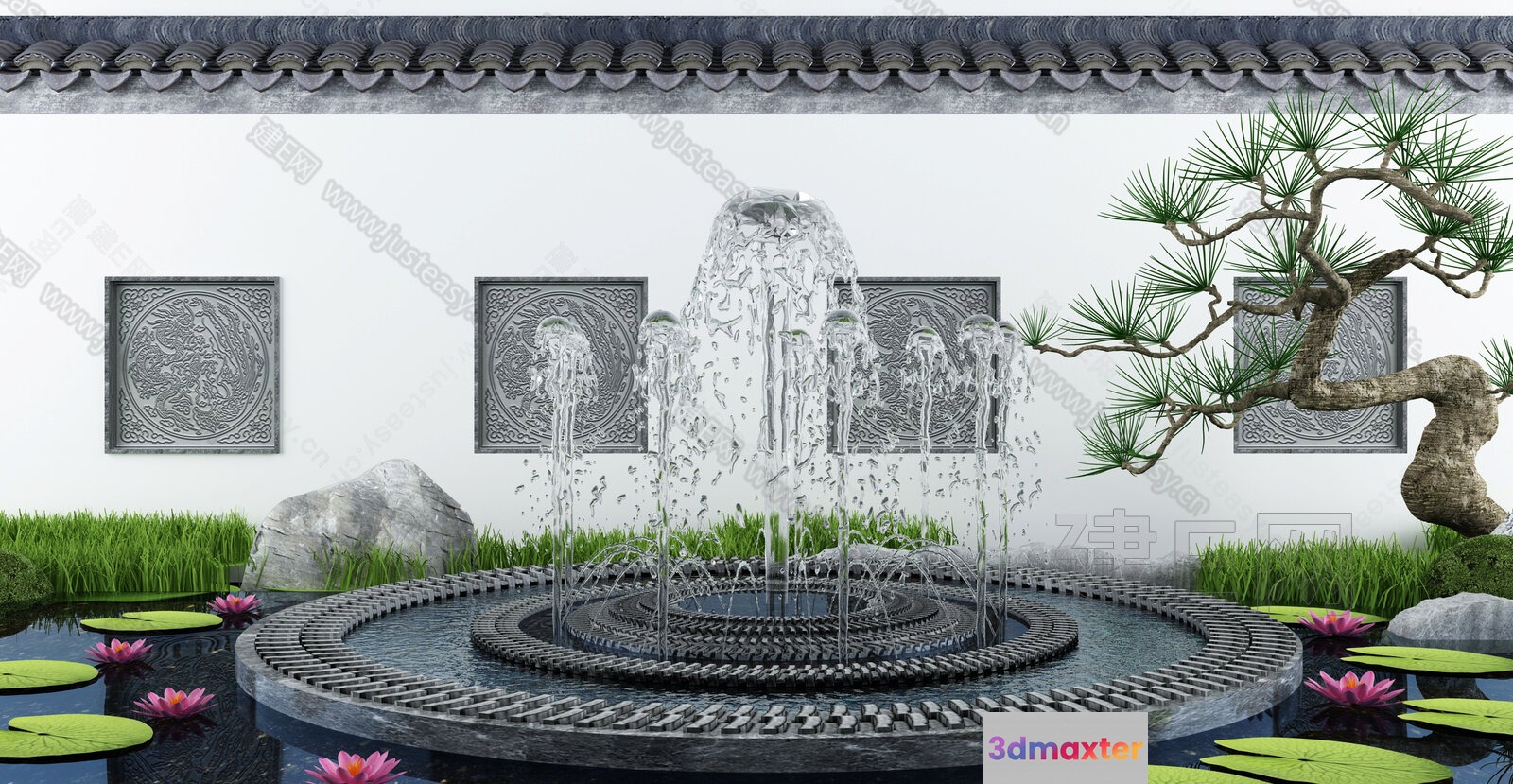 A Serene Water Feature 3D Model - 4938 - VRAY Render