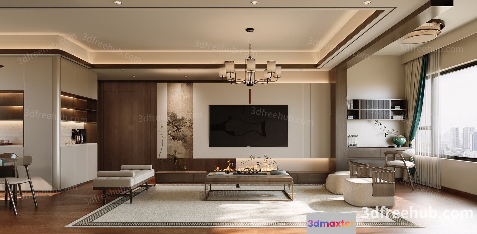 Modern Living Room 3D Model - 22039 - VRAY Render