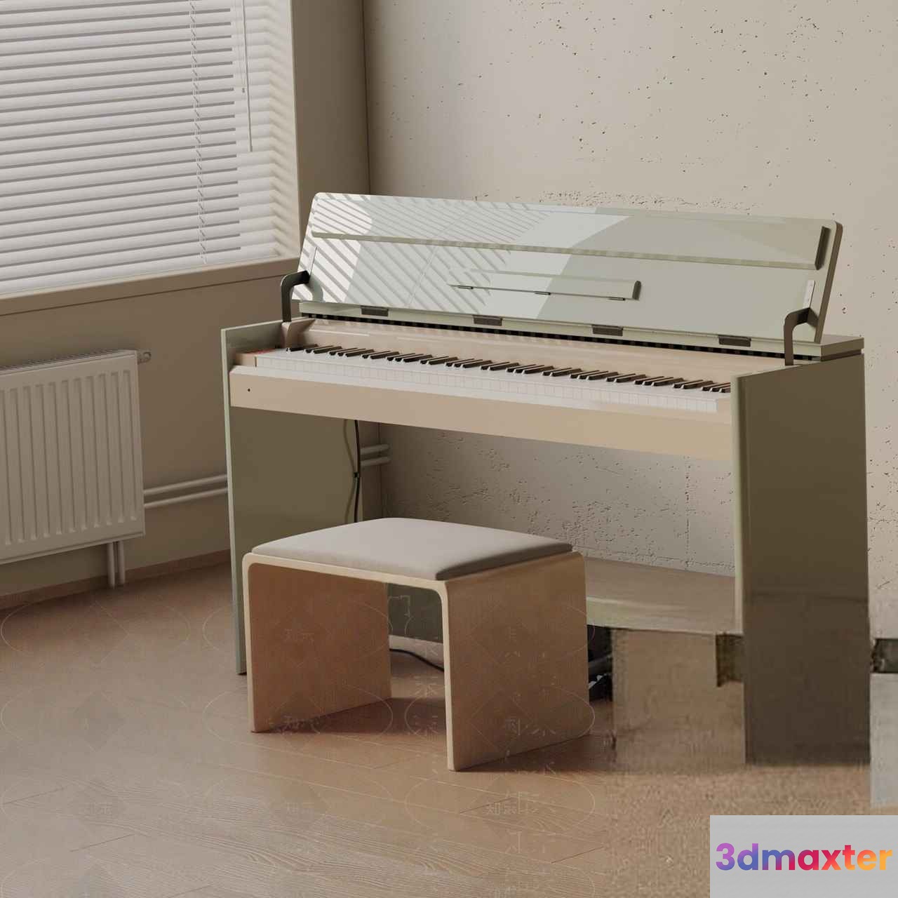 Modern Piano Bench 3D Model - 8390 - VRAY Render