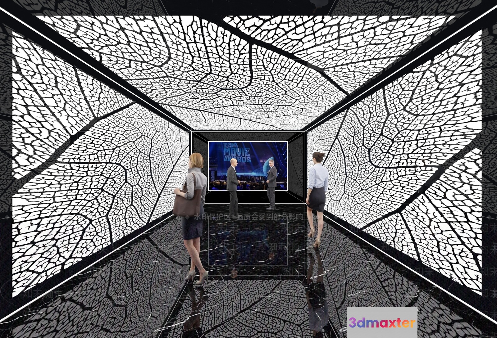 A Futuristic Room With A Large Screen 3D Model - 7857 - VRAY Render