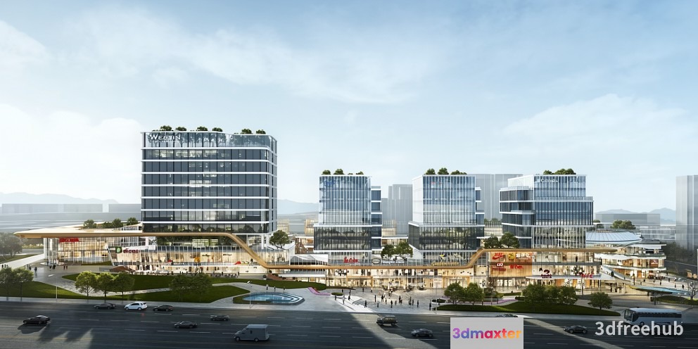 Cityscape With Modern Architecture 3D Model - 21519 - VRAY Render