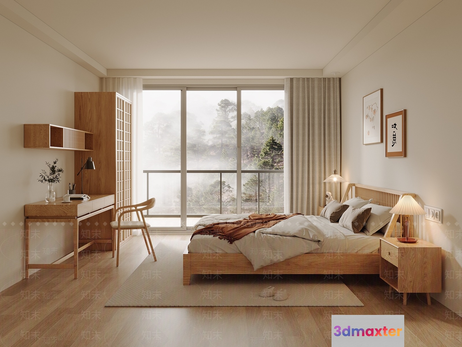 Cozy Bedroom 3D Model - 1977 - VRAY Render