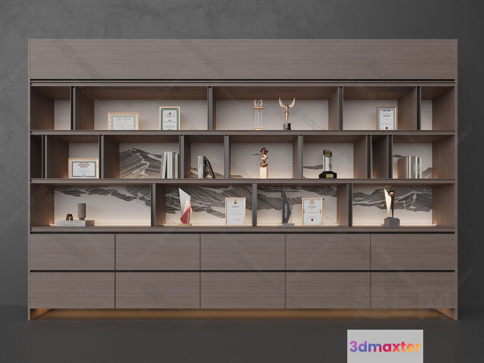 Modern Shelving Unit 3D Model - 6251 - CORONA Render
