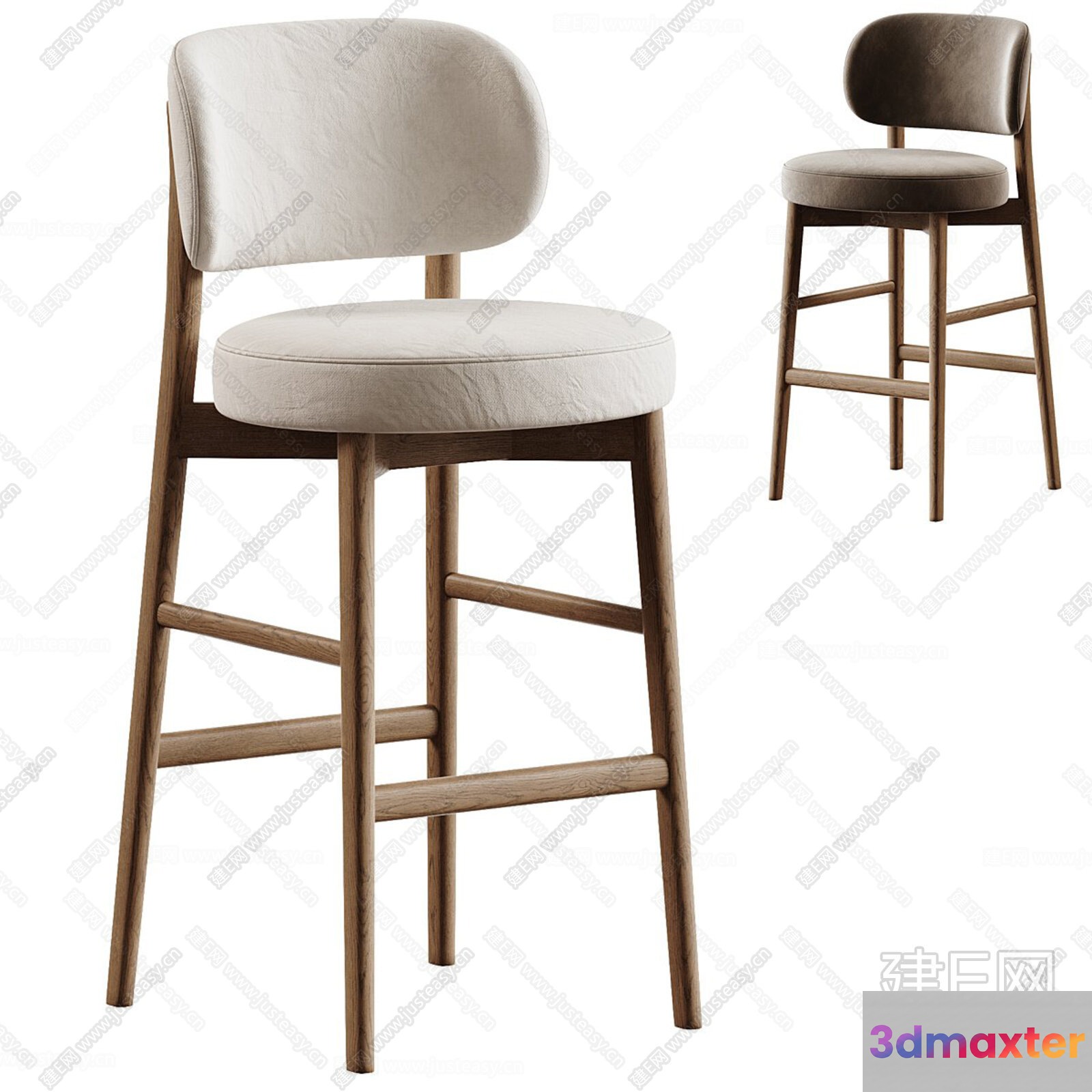 Wooden Bar Stool 3D Model - 12617 - CORONA Render