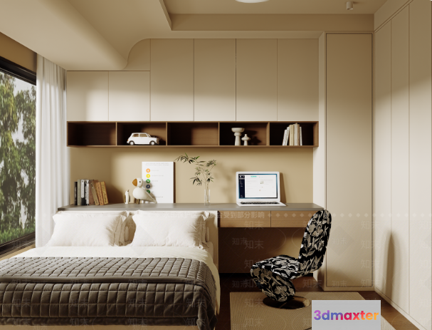 Modern Minimalist Bedroom 3D Model - 13714 - VRAY Render