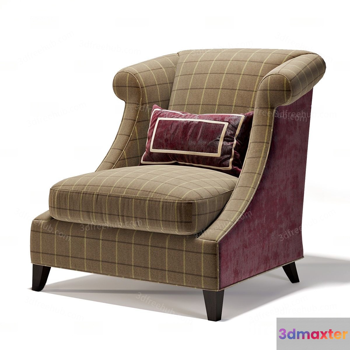 A Plaid Armchair 3D Model - 21481 - VRAY Render