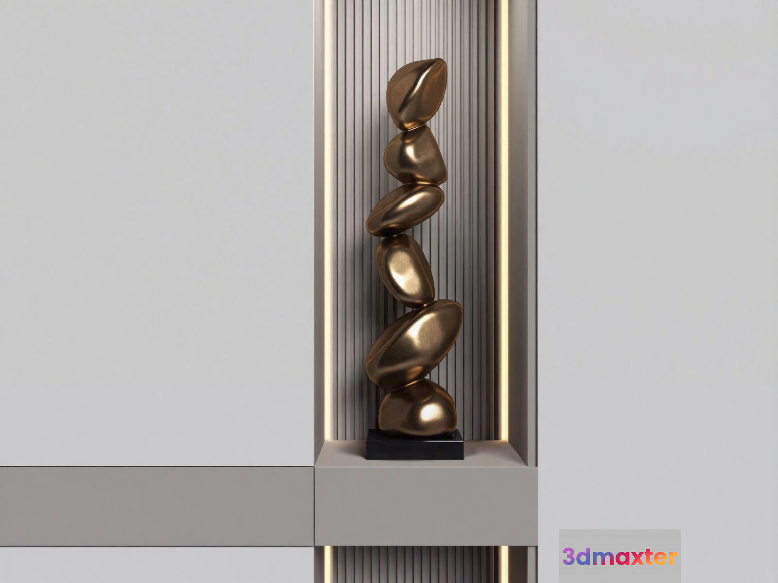 Abstract Bronze Sculpture 3D Model - 1074 - VRAY Render